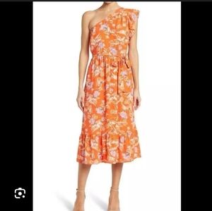 Collective Concepts Vibrant Orange Floral Dress